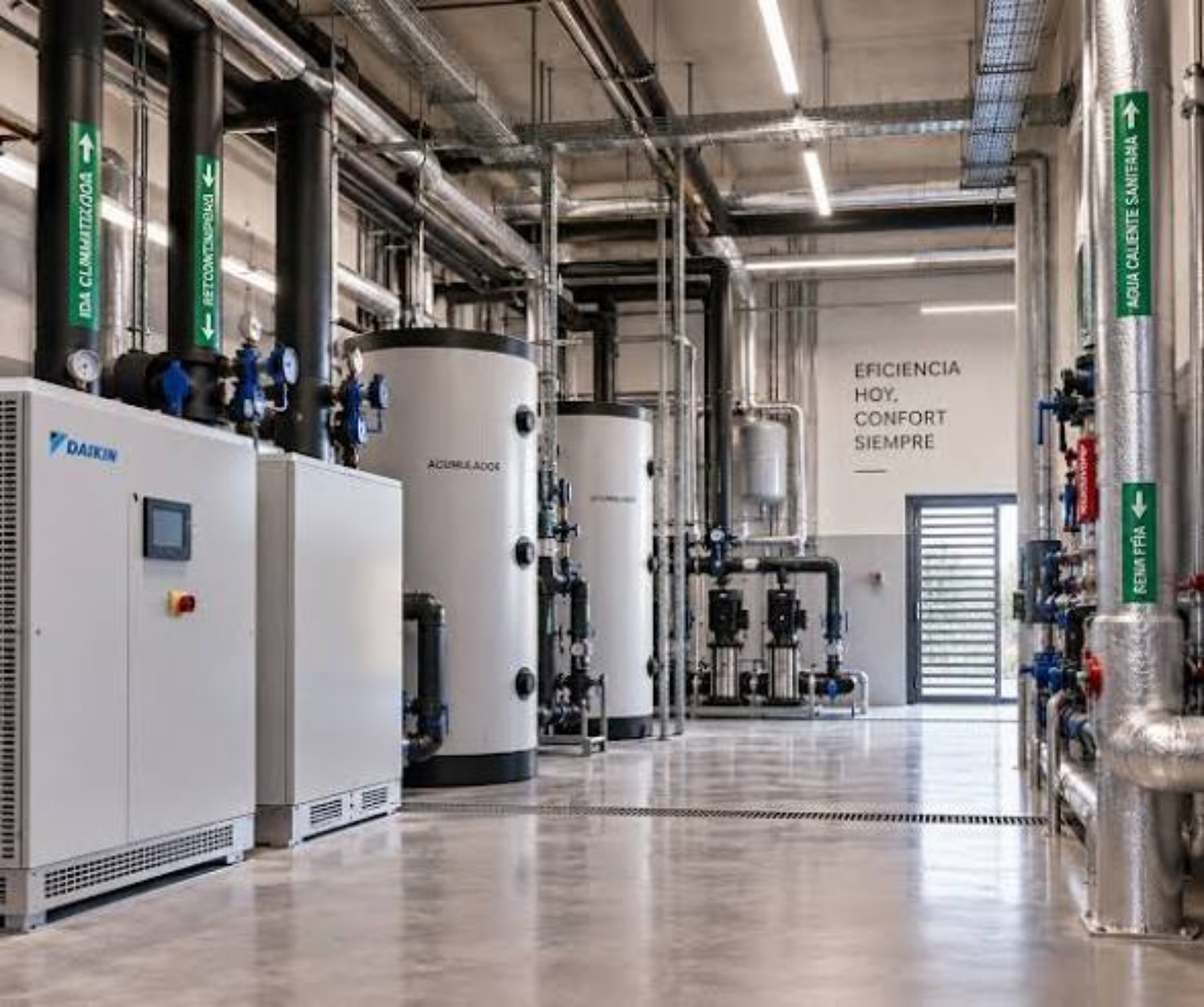 Sala técnica con equipos e instalaciones de climatización